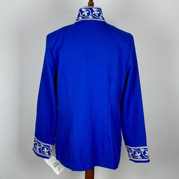 NWT Vtg 90s Helene Blake Long Sleeve Top Sz 12 Royal Blue Silver Formal Event - Picture 4 of 6